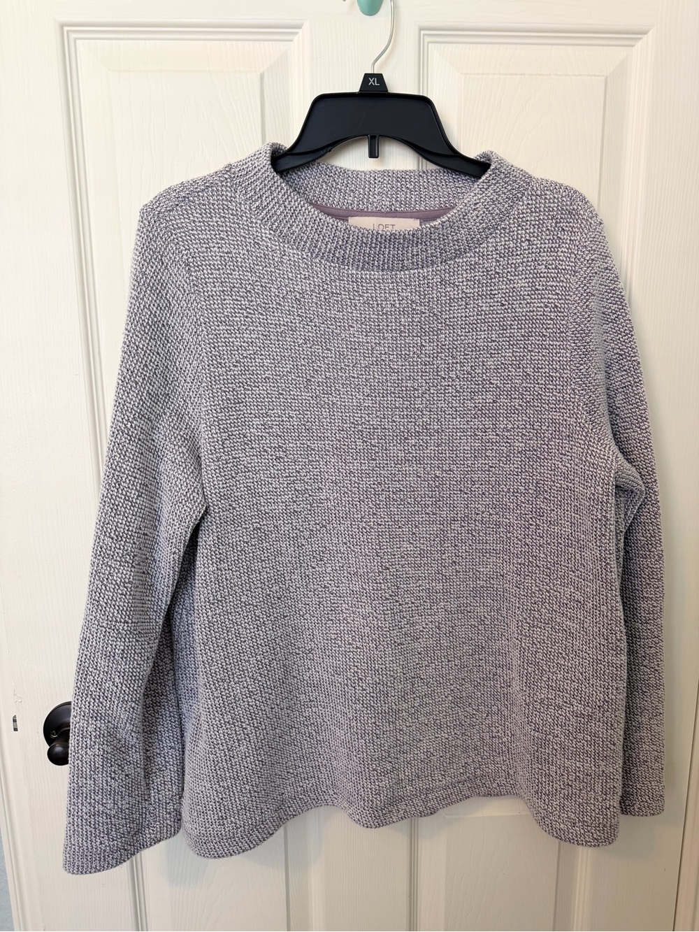 LOFT Light Purple Textured Crewneck Sweater